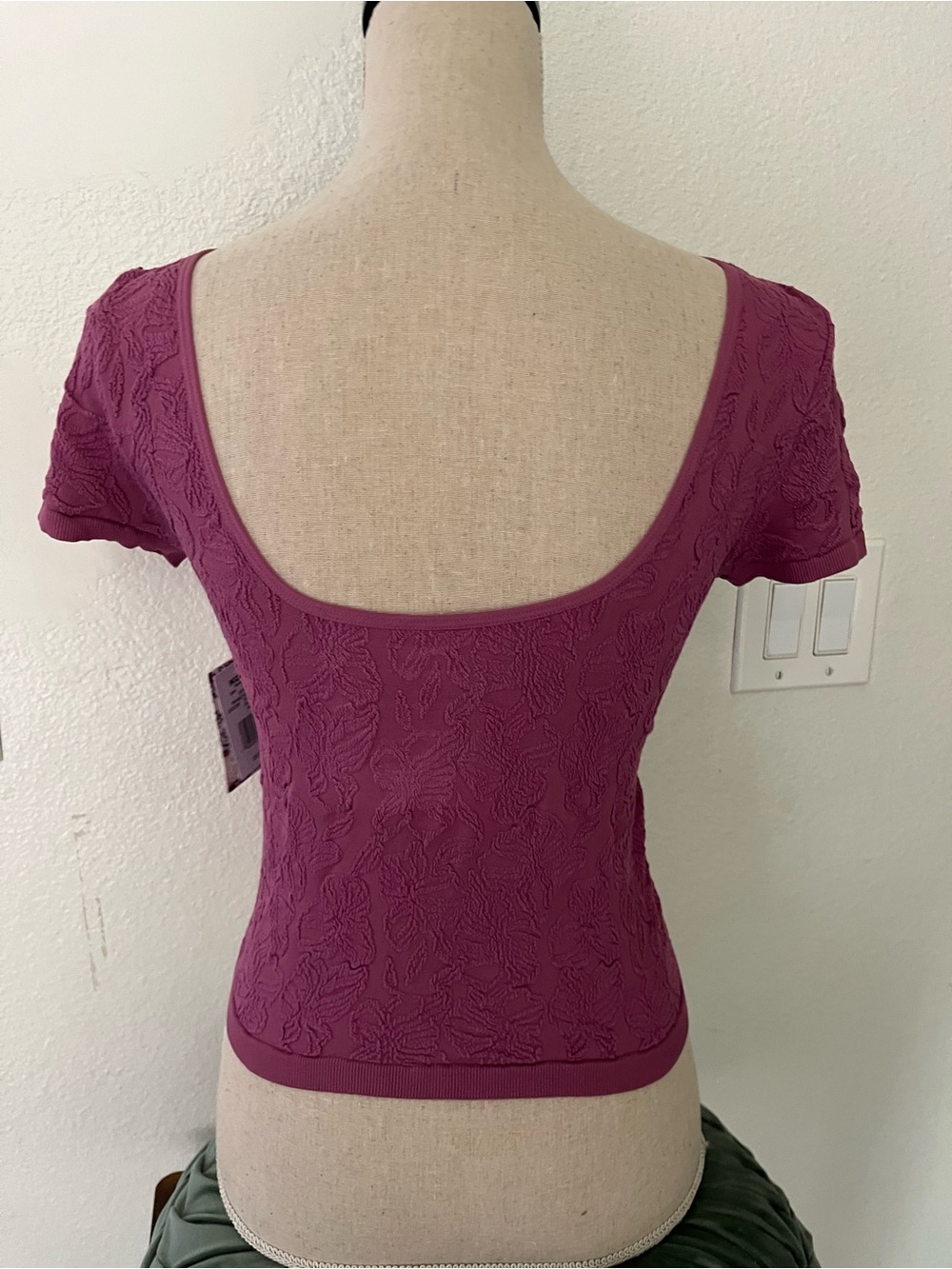 Pink Republic Short Sleeve Textured Top - Raspberry Pink - Picture 4 of 5